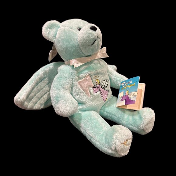 Vintage Holy Bears Tooth Angel Plush Bear, Mint Green Tooth Fairy Stuffed Animal - Picture 11 of 13